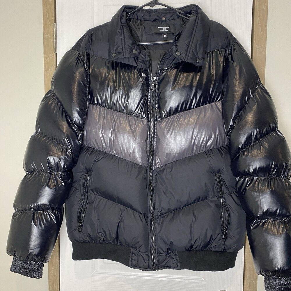 Jordan Craig Mens XL Blocked Sugar Hill Puffer Jacket BLACK GREY Glossy Warm